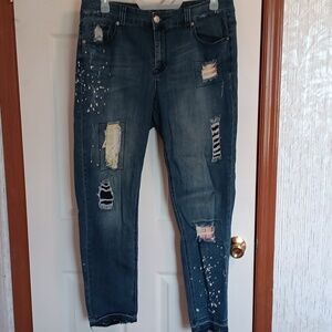 Melissa McCarthy Distressed Blue Skinny Jeans, W18, L30